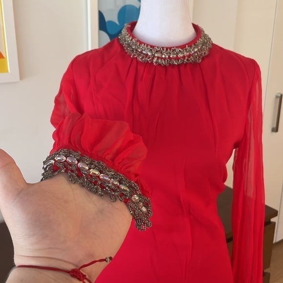 Vintage Dresses & Skirts - VINTAGE Red silk and Linen RED dress